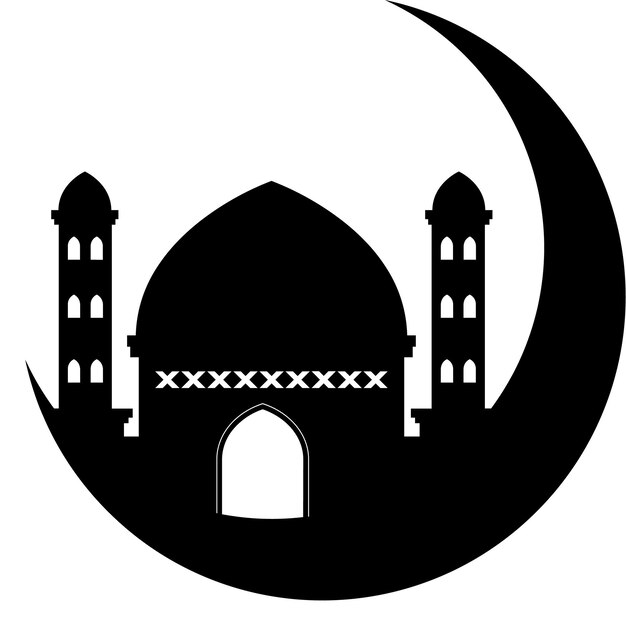 Vetor ilustração vetorial do design do ícone da mesquita eid mubarak moon