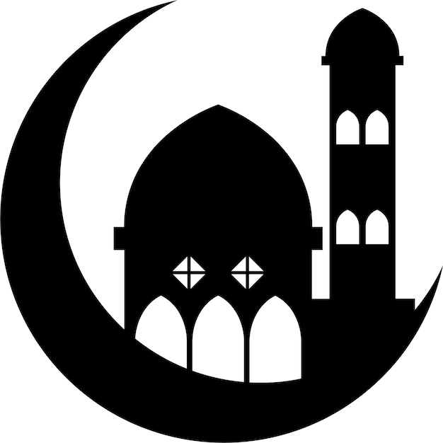 Vetor ilustração vetorial do design do ícone da mesquita eid mubarak moon