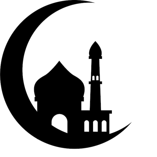 Vetor ilustração vetorial do design do ícone da mesquita eid mubarak moon