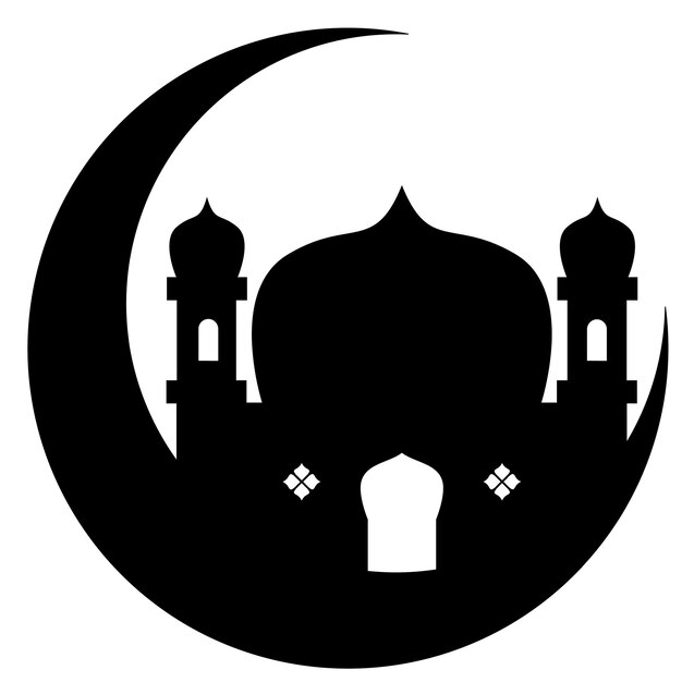 Ilustração vetorial do design do ícone da mesquita eid mubarak moon