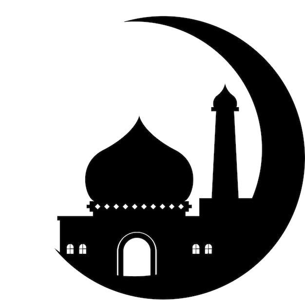 Vetor ilustração vetorial do design do ícone da mesquita eid mubarak moon