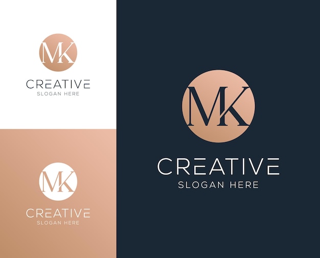 Ilustração vetorial do design do logotipo da letra inicial mk km