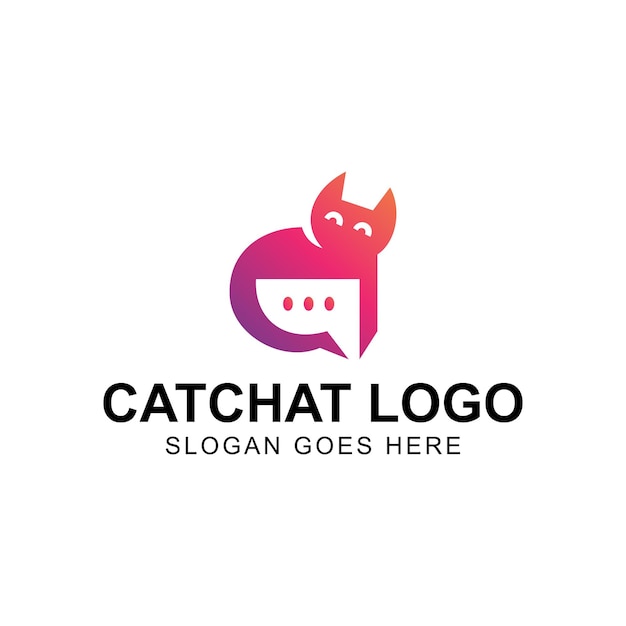 Ilustração vetorial do design do logotipo do chat de gato