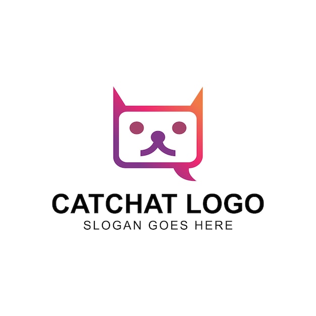 Ilustração vetorial do design do logotipo do chat de gato