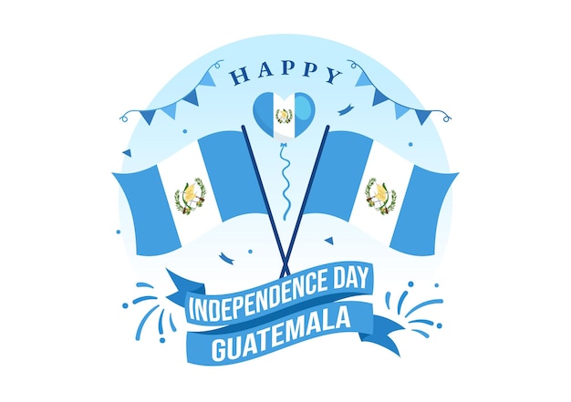 Vetor ilustração vetorial do dia da independência da guatemala em 15 de setembro com fundo de bandeira acenando