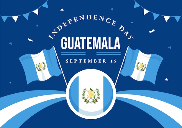 Vetor ilustração vetorial do dia da independência da guatemala em 15 de setembro com fundo de bandeira acenando
