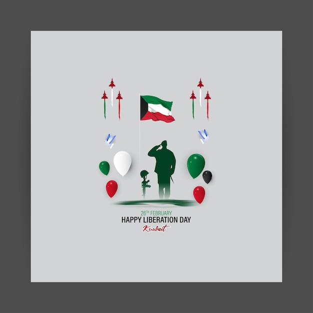 Ilustração vetorial do dia da libertação do kuwait, 26 de fevereiro