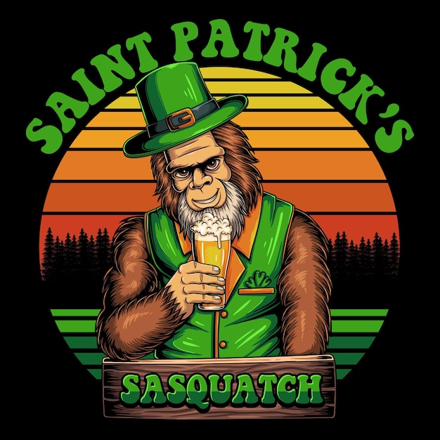 Vetor ilustração vetorial do dia de bigfoot beer saint patrick