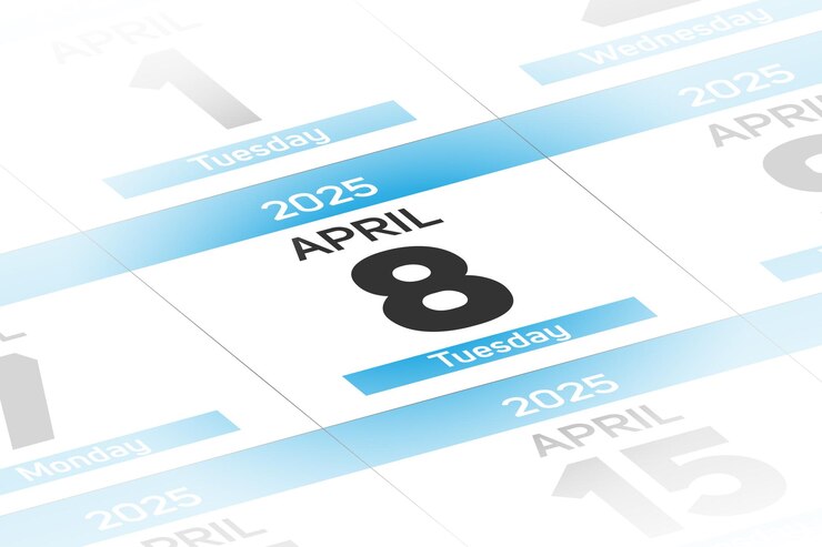 Vetor ilustração vetorial do dia de calendário de 8 de abril de 2025