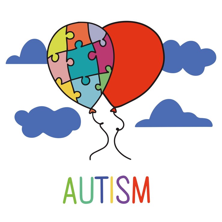 Vetor ilustração vetorial do dia do autismo com balão de quebra-cabeça