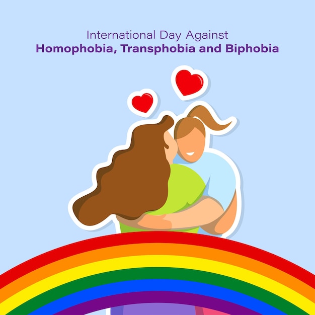 Ilustração vetorial do dia internacional contra a homofobia bifobia lesbofobia transfobia 17 de maio