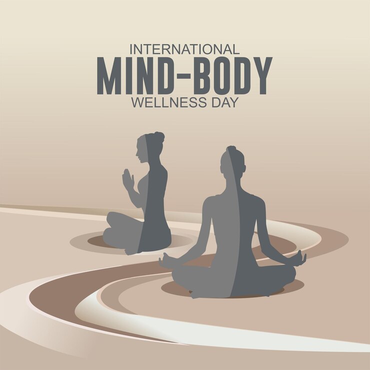 Vetor ilustração vetorial do dia internacional do bem-estar mindbody
