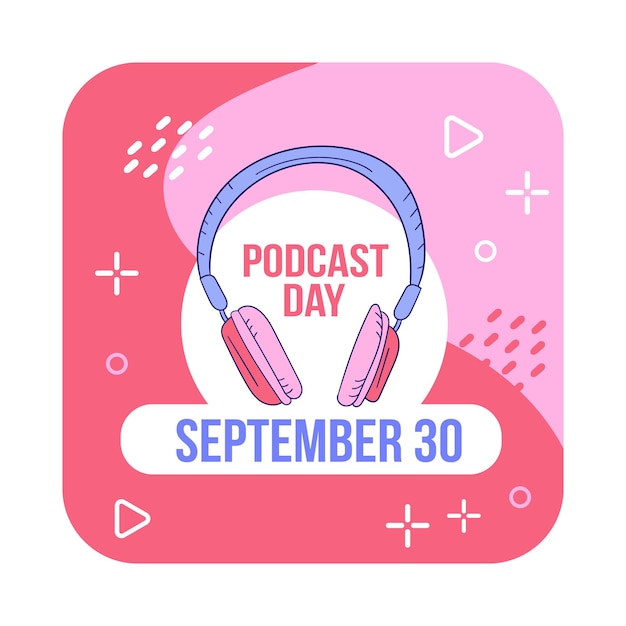 Ilustração vetorial do dia internacional do podcast em 30 de setembro