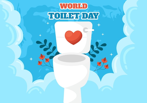 Vetor ilustração vetorial do dia mundial do banheiro com terra e equipamentos para conscientização sobre higiene do banheiro