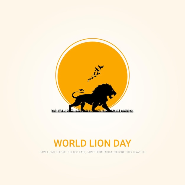 Ilustração vetorial do dia mundial do leão do leão design gratuito do dia mundial dos animais