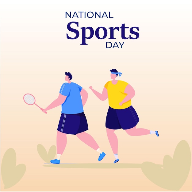 Ilustração vetorial do Dia Nacional do Esporte com esportistas de diferentes esportes em desenho animado plano