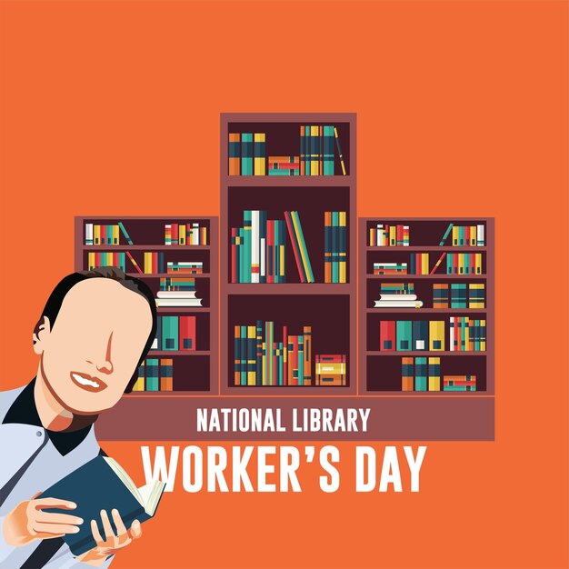 Ilustração vetorial do dia nacional dos trabalhadores das bibliotecas
