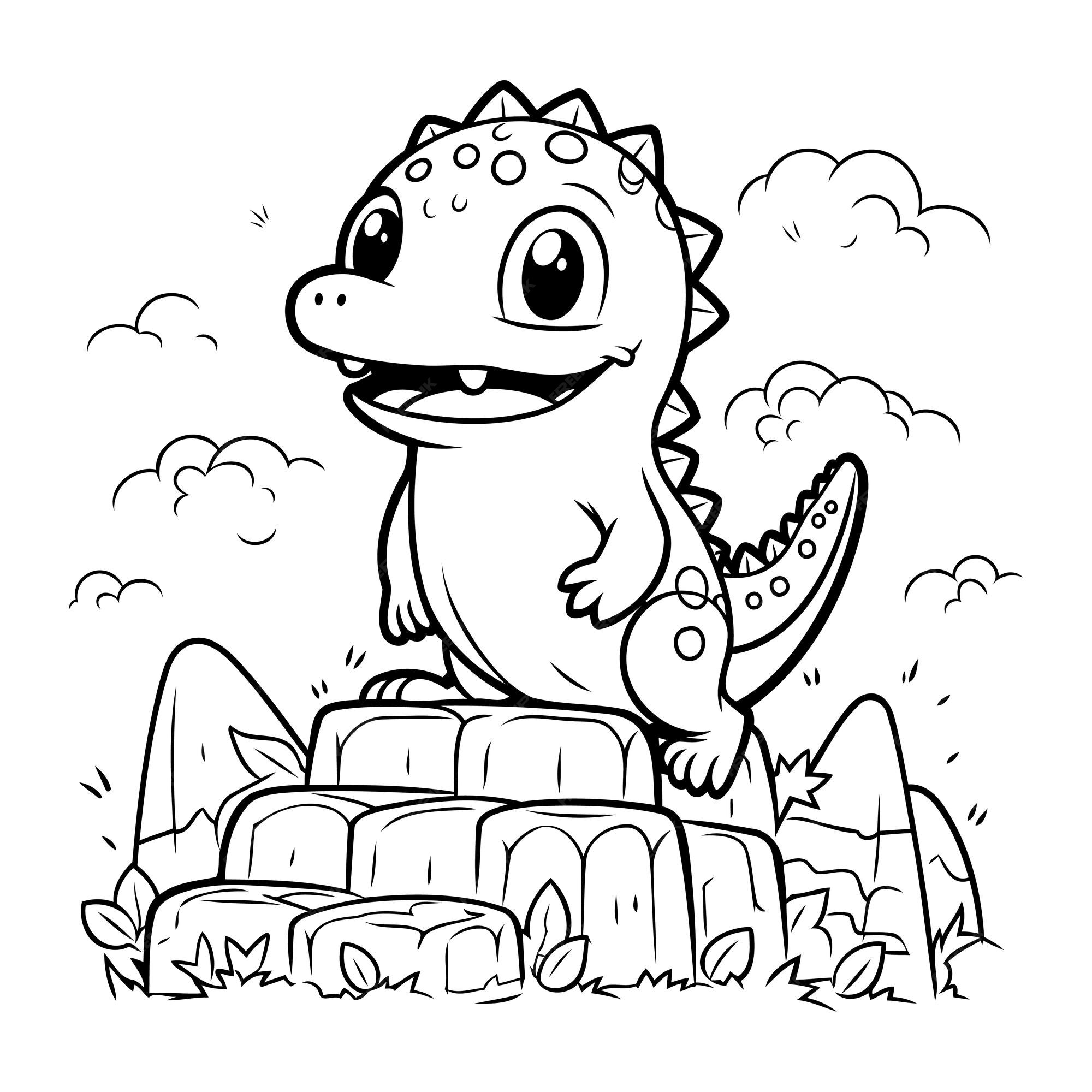 Desenho Composição Dinossauro Livro Colorir Eps10 Ilustração