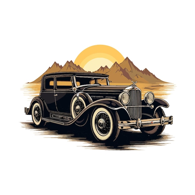 Vetor ilustração vetorial do emblema de um carro vintage