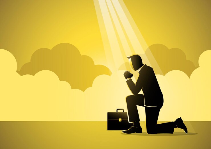 Vetor ilustração vetorial do empresário rezando
