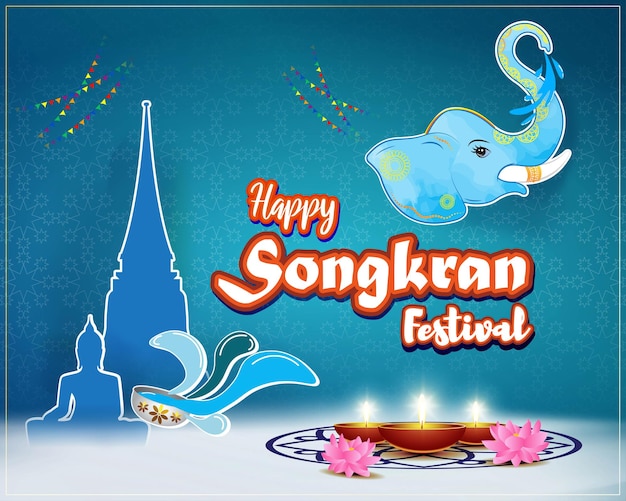 Ilustração vetorial do festival songkran feliz