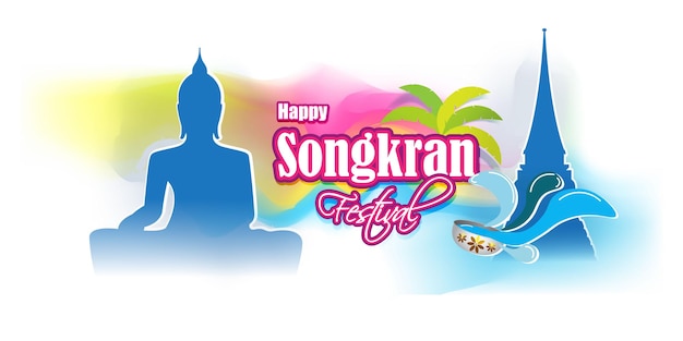 Ilustração vetorial do festival songkran feliz