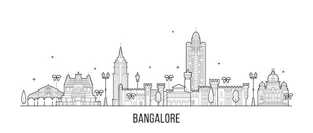 Ilustração vetorial do horizonte de bangalore em karnataka, na índia