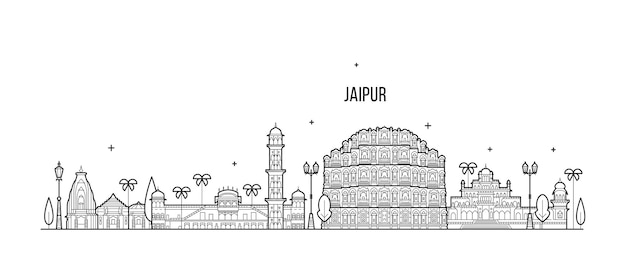 Ilustração vetorial do horizonte de jaipur em rajasthan, na índia