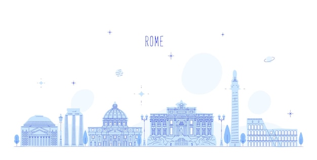 Ilustração vetorial do horizonte de roma na itália