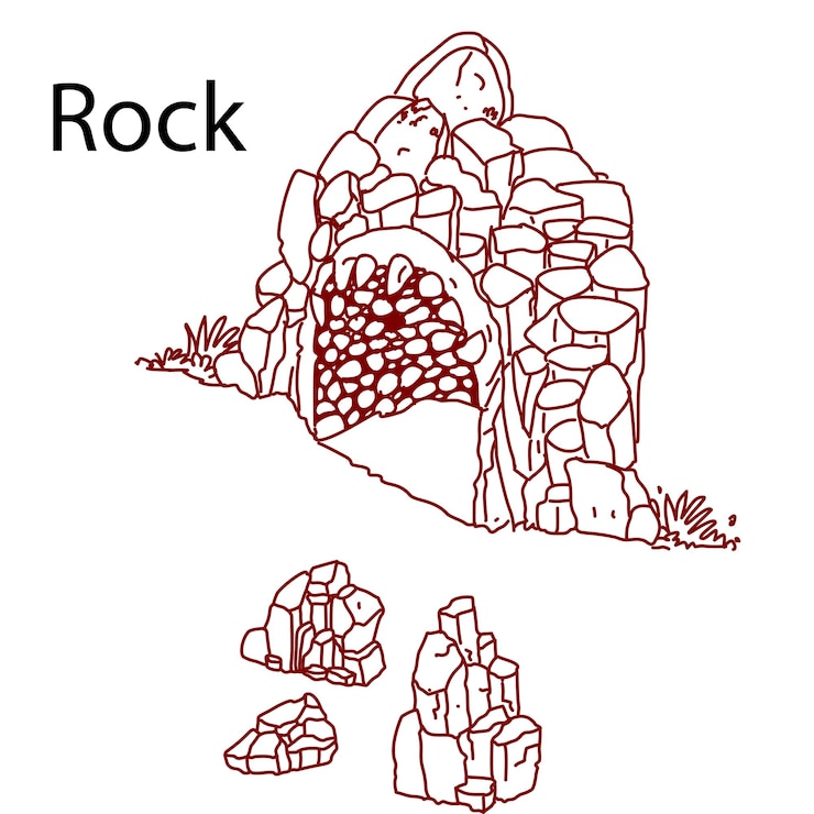 Vetor ilustração vetorial do ícone da caverna de rocha desenhada à mão