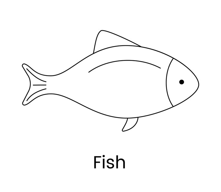 Ilustração vetorial do ícone da linha de peixe