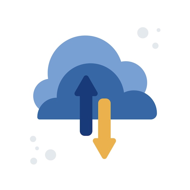 Ilustração vetorial do ícone de upload em nuvem de armazenamento em nuvem