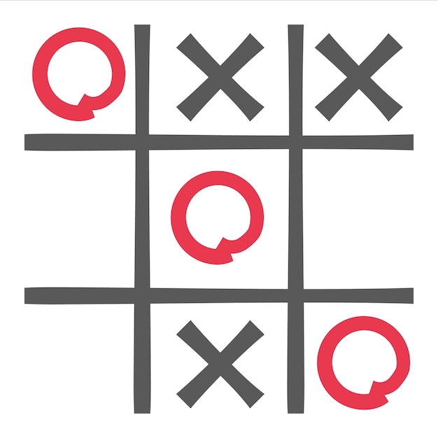 Vetor ilustração vetorial do jogo tradicional da velha escola jogo tic tac toe xo