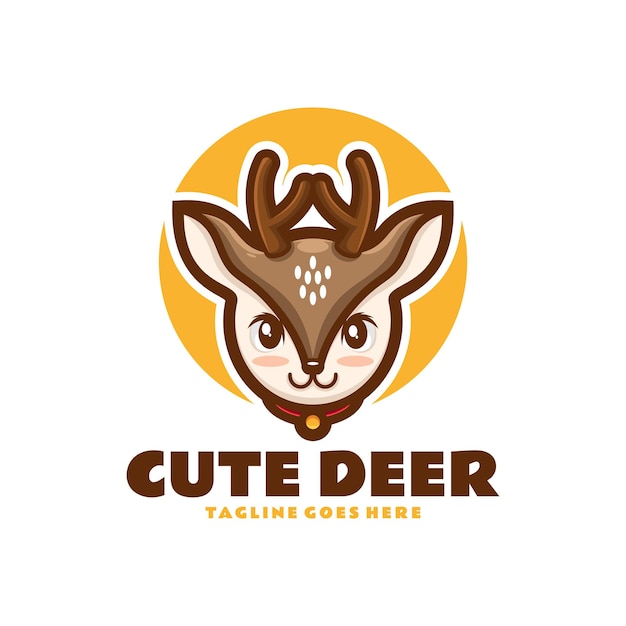 Ilustração vetorial do logotipo Cute Deer Mascot Cartoon Style