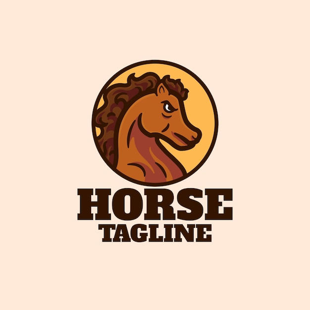 Ilustração vetorial do logotipo da cabeça de cavalo, personagem de desenho animado e mascote
