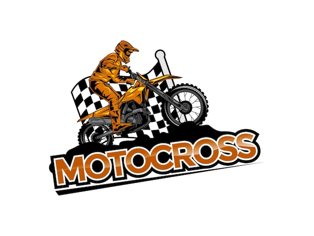Vetor ilustração vetorial do logotipo de motocross com um piloto em uma motocicleta