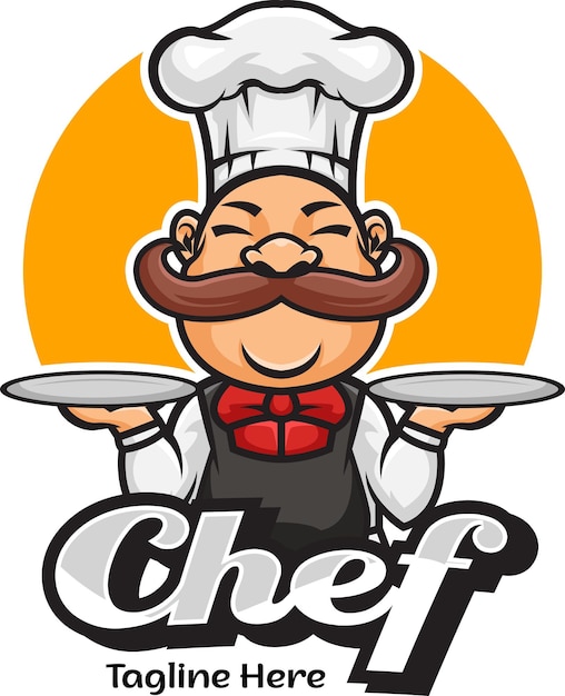 Vetor ilustração vetorial do logotipo do mascote do chef com estoque de qualidade premium