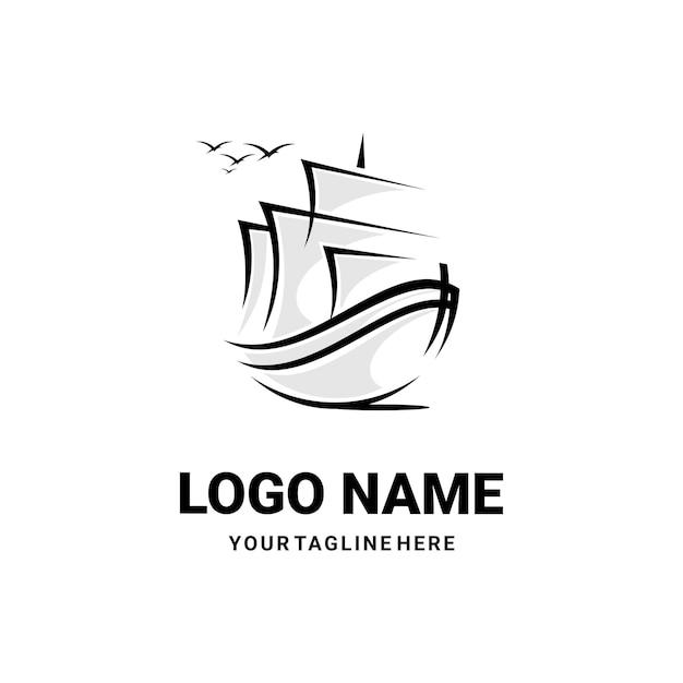 Ilustração vetorial do logotipo do veleiro, logotipo de viagem, passeio e aventura