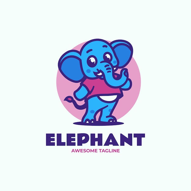 Ilustração vetorial do logotipo elefante mascote estilo de desenho animado