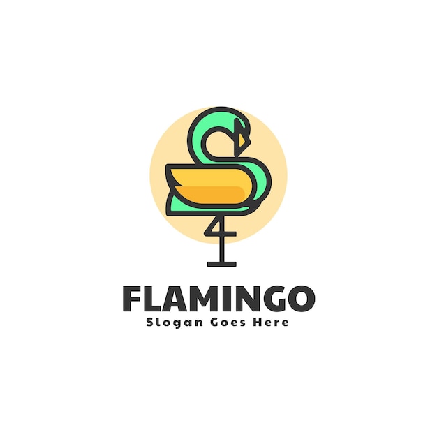 Vetor ilustração vetorial do logotipo flamingo simple mascot style