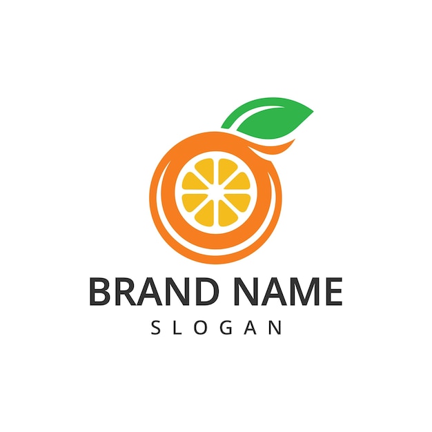 Ilustração vetorial do logotipo laranja Modelo de logotipo de frutas frescas