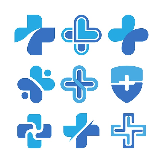 Ilustração vetorial do logotipo médico azul