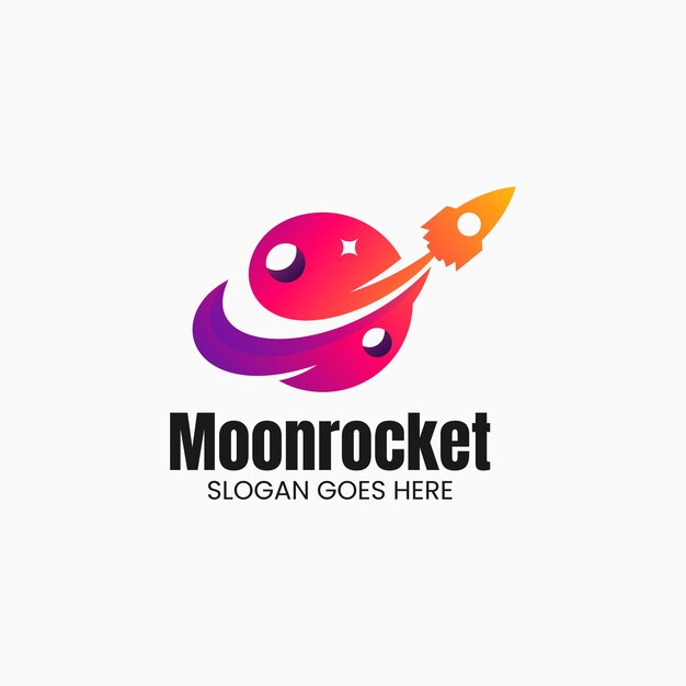 Ilustração vetorial do logotipo moon rocket gradient colorful style