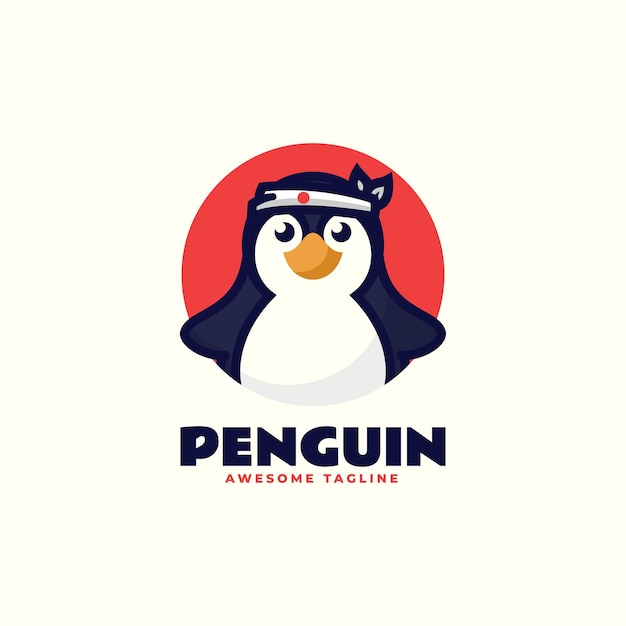 Vetor ilustração vetorial do logotipo penguin simple mascot style