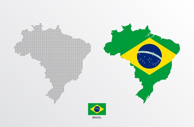 Vetor ilustração vetorial do mapa do brasil com bandeira