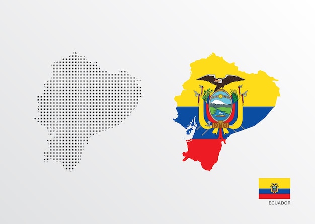 Ilustração vetorial do mapa do Equador com bandeira