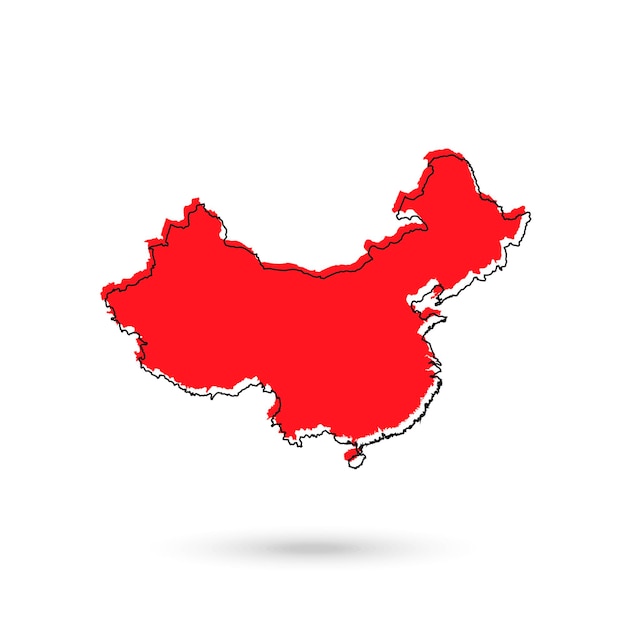 Ilustração vetorial do mapa vermelho da china em fundo branco