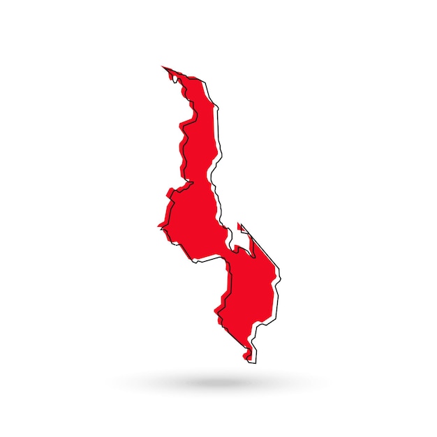 Ilustração vetorial do mapa vermelho do malawi sobre fundo branco