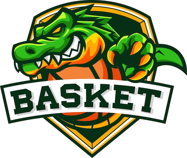 Ilustração vetorial do mascote crocodilo para o logotipo do time de basquete