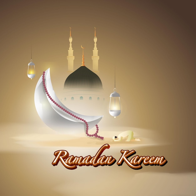 Ilustração vetorial do mês sagrado islâmico Ramadan Kareem saudação